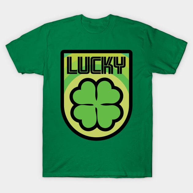 Lukcy, Retro Clover Hipster Badge for St Patrick's Day T-Shirt by laverdeden